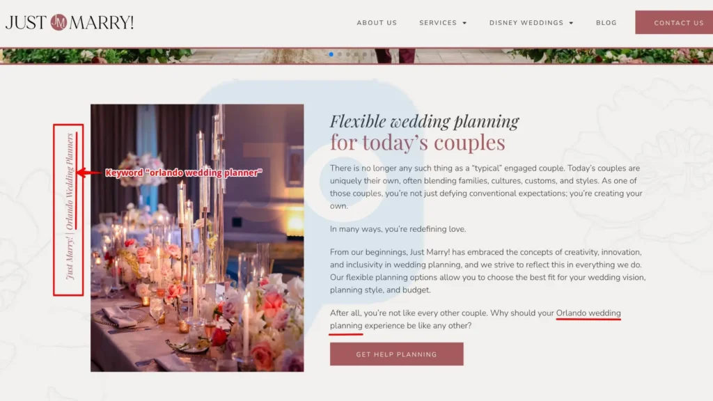 wedding planner seo