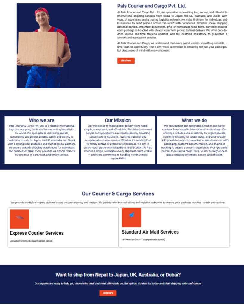 pals-courier-landing-page-design